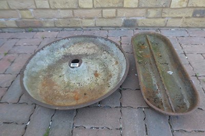 Lot Cast Iron circular pig feeder marked "Ward &...