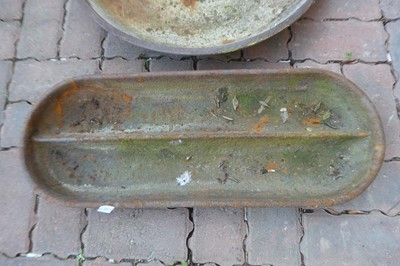 Lot Cast Iron circular pig feeder marked "Ward &...