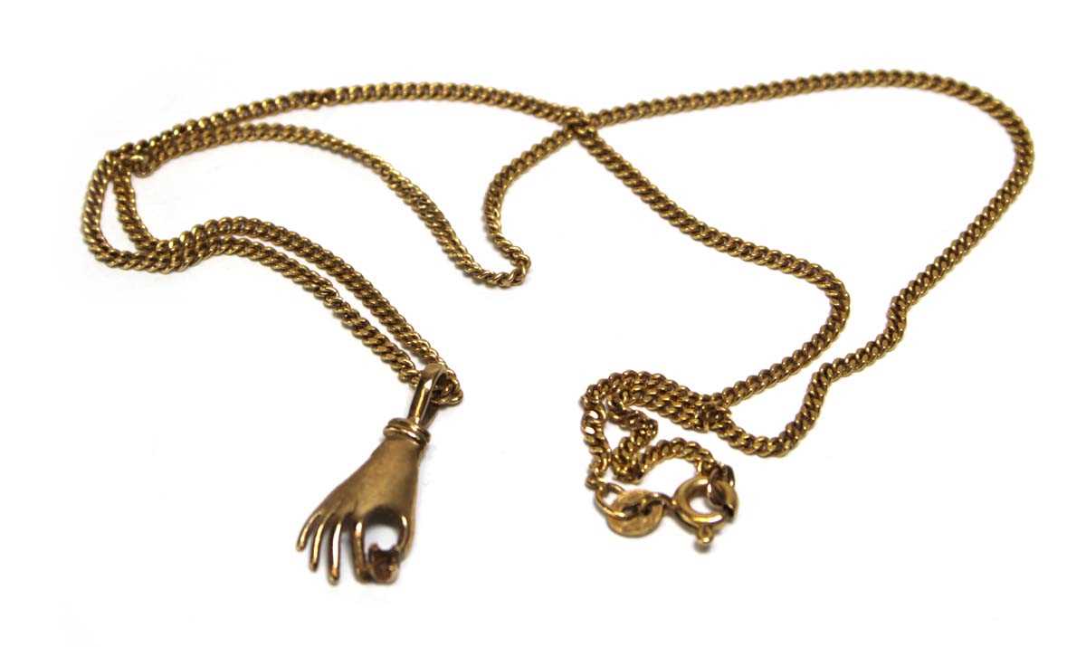 Lot 693 - A 9ct yellow gold flat curblink necklace...