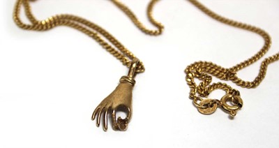 Lot 693 - A 9ct yellow gold flat curblink necklace...