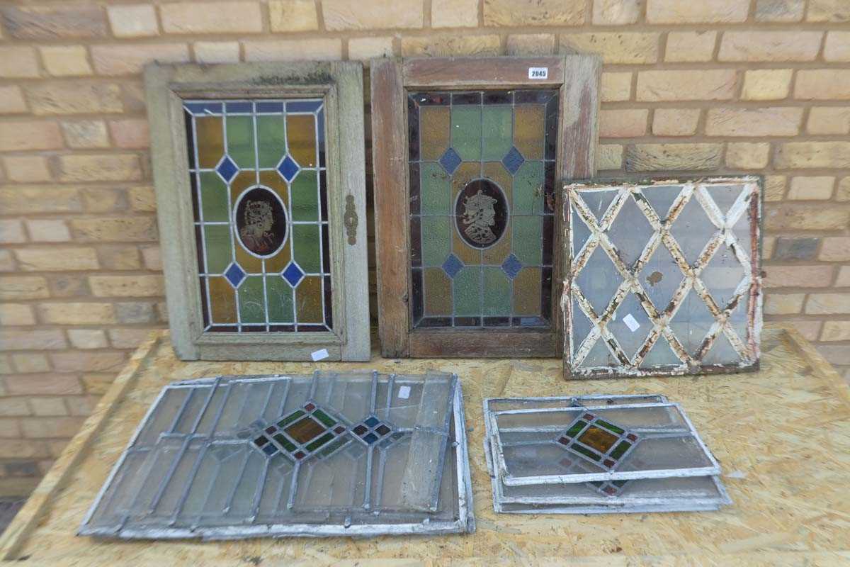 Lot Pair of Lead lined Stain glass cupboard doors...