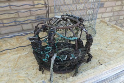 Lot Weathered metal bottle rack together a wired...