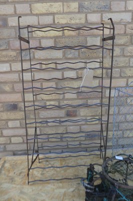 Lot Weathered metal bottle rack together a wired...