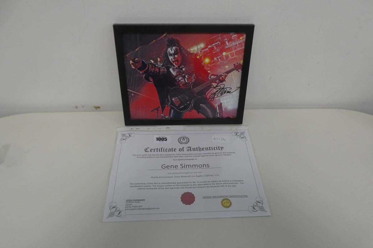 Lot 1005 - Signed photo of Gene Simmons from Kiss with COA