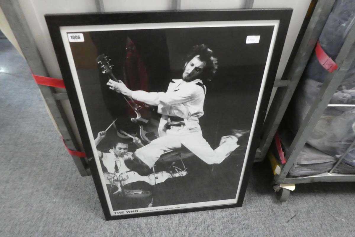 Lot 1006 - Framed poster of Pete Townsend from The Who