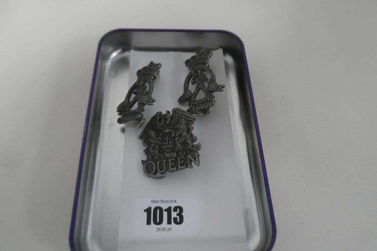 Lot 1013 - 2 Freddie Mercury and 1 Queen badges
