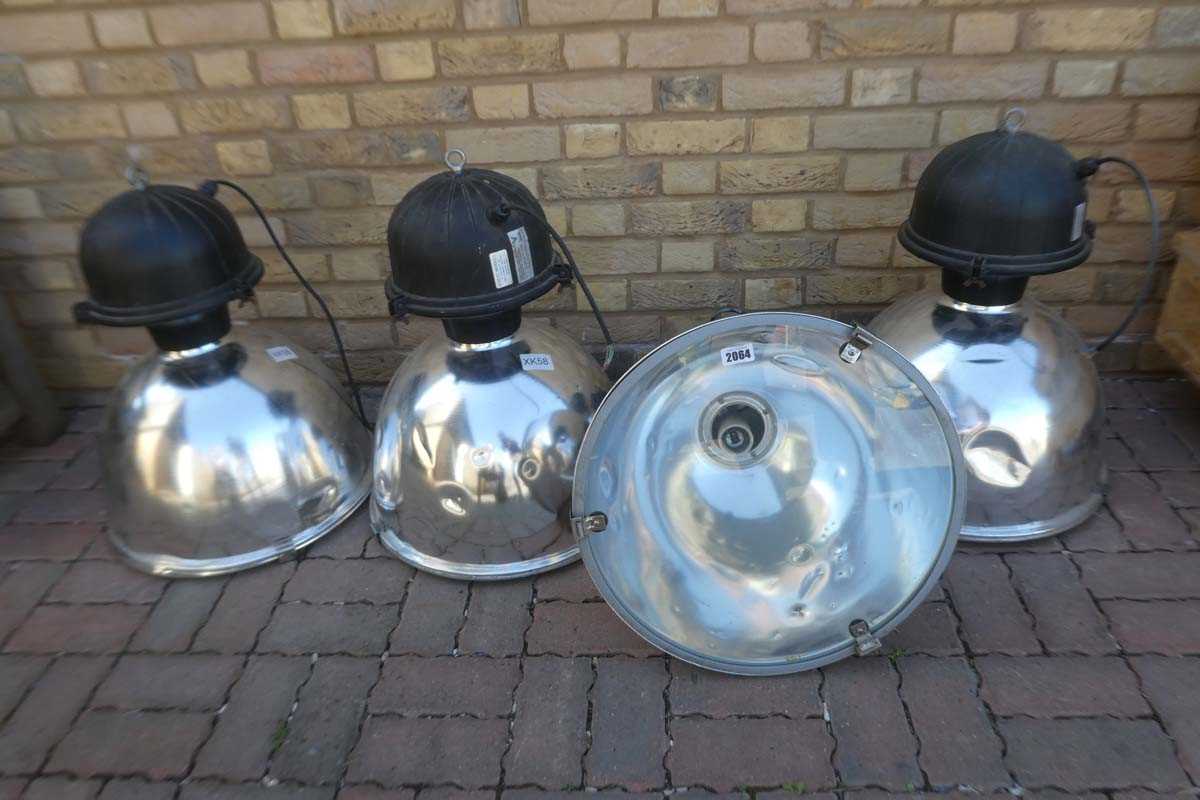 Lot Set of 4 large Industrial pendent lights