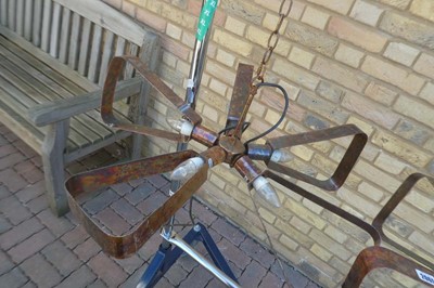 Lot Pair of Copper framed hanging light pendants