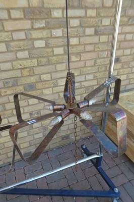 Lot Pair of Copper framed hanging light pendants