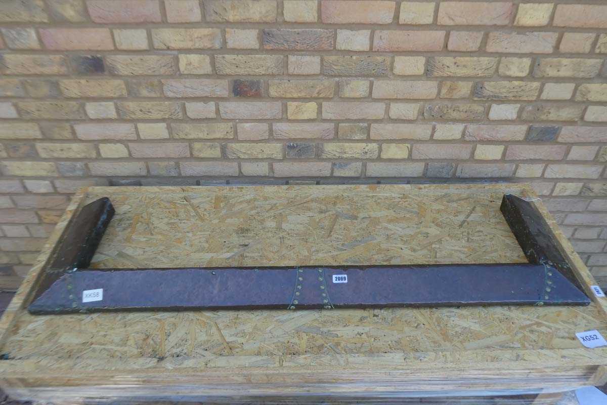 Lot Copper beaten fire Fender with decorative...