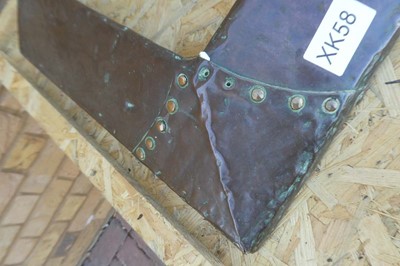 Lot Copper beaten fire Fender with decorative...