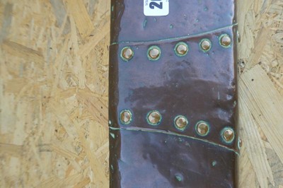 Lot Copper beaten fire Fender with decorative...