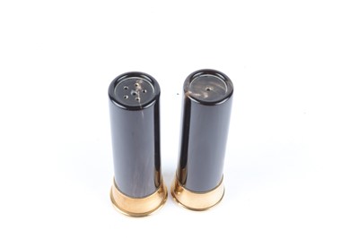 Lot 1140 - Pair horn salt & pepper shakers in the form of...