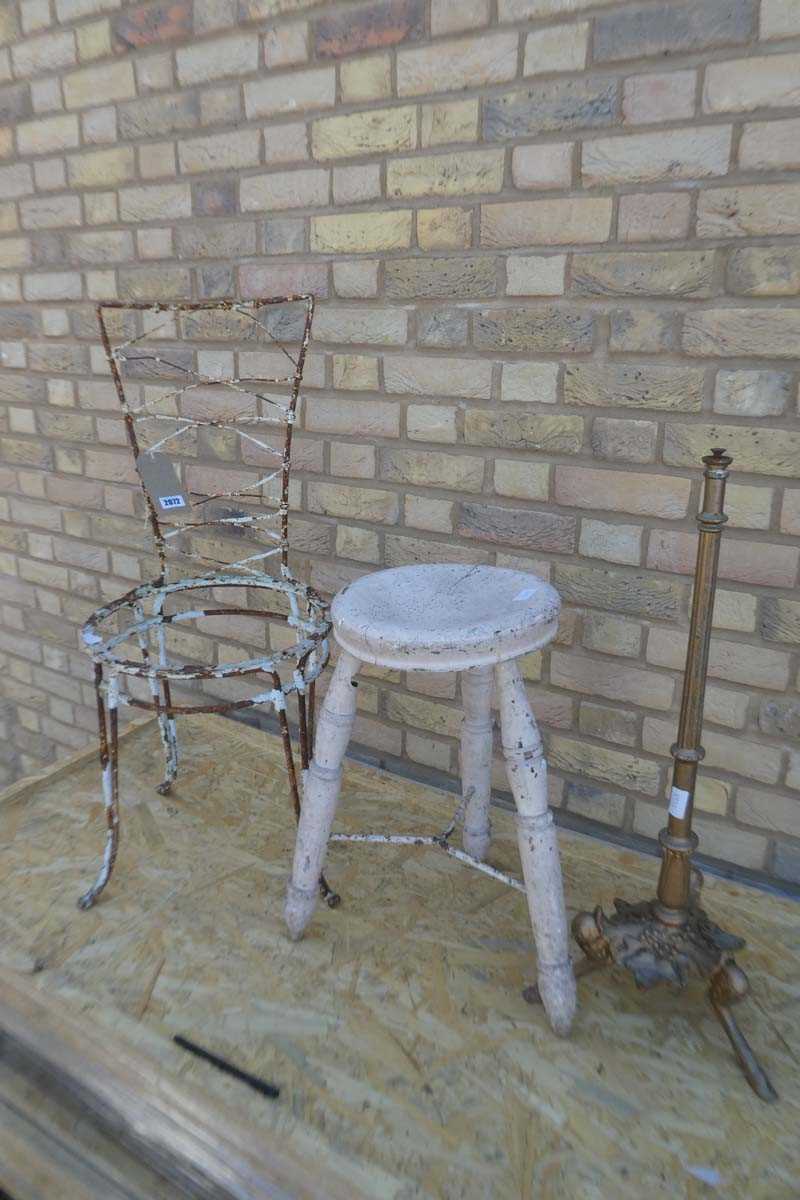 Lot Decorative metal framed chair together with a...