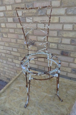 Lot Decorative metal framed chair together with a...