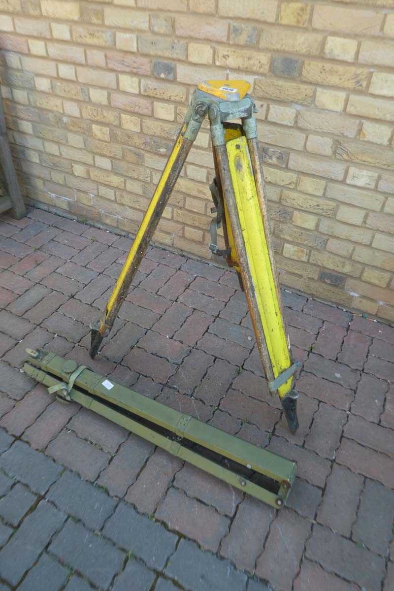 Lot 2 Various style tripods to include a Military...