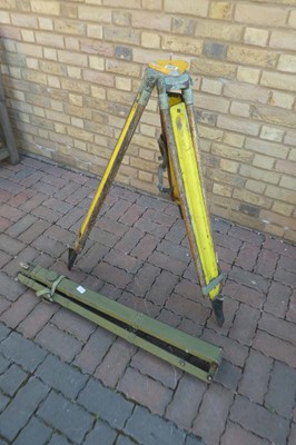 Lot 2 Various style tripods to include a Military...
