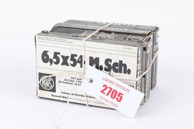 Lot 2705 - (S1) 66 x 6.5x54mm M.Sch. RWS 159gr SP rifle...