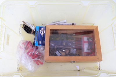 Lot 2959 - Box assorted ball molds, lead balls, Lee...