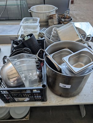 Lot 216 - 2 large saucepans with handles, various size...