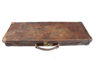 Lot 1469 - Oak and leather double gun case, fitted for 28...