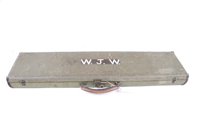 Lot 1472 - Canvas and leather gun case fitted for 30 ins...