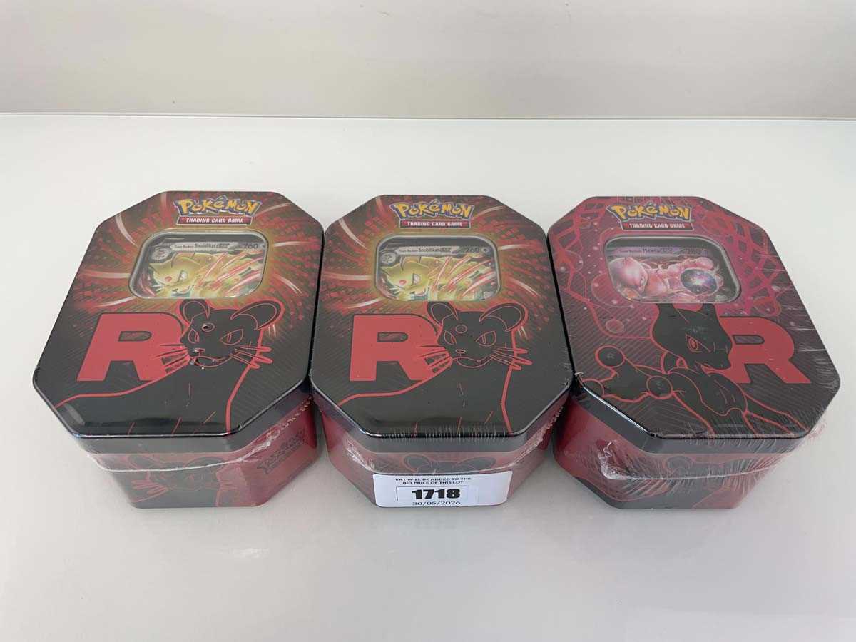 Lot 1718 - 3x German Pokémon TCG: Team Rocket Tins