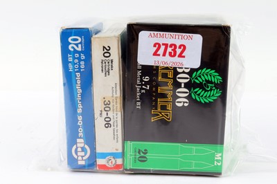 Lot 2732 - (S1) 89 x .30-06 rifle cartridges inc. 60 x...