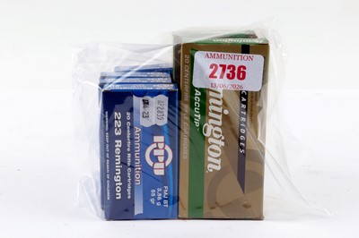 Lot 2736 - (S1) 104 total: 64 x .223 Rem. PPU 55gr and 40...