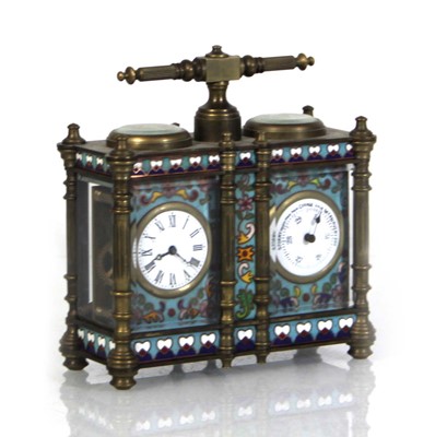 Lot 32 - A 20th century cloisonné enamel carriage clock...