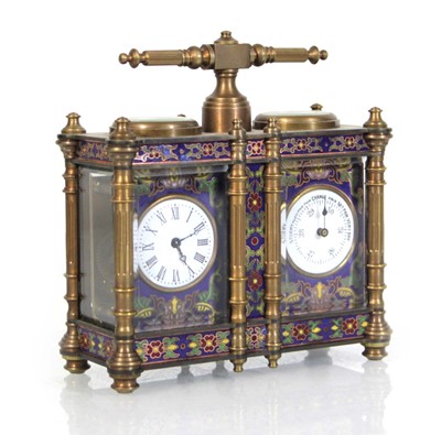 Lot 33 - A 20th century cloisonné enamel carriage clock...