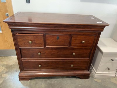 Lot 1006 - Modern hard wood finish chest of 3 over 2 drawers