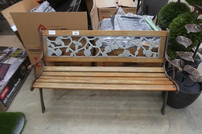 Lot 2040 - Wooden slatted metal ended 2 seater garden...