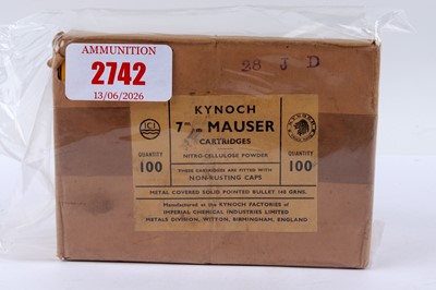 Lot 2742 - (S1) 100 x 7mm Mauser rifle cartridges by...
