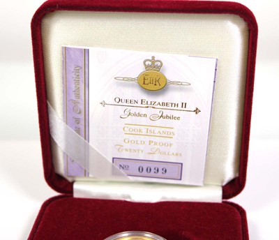 Lot 418 - A Royal Mint 14ct Cook Island $20 dated 2002,...
