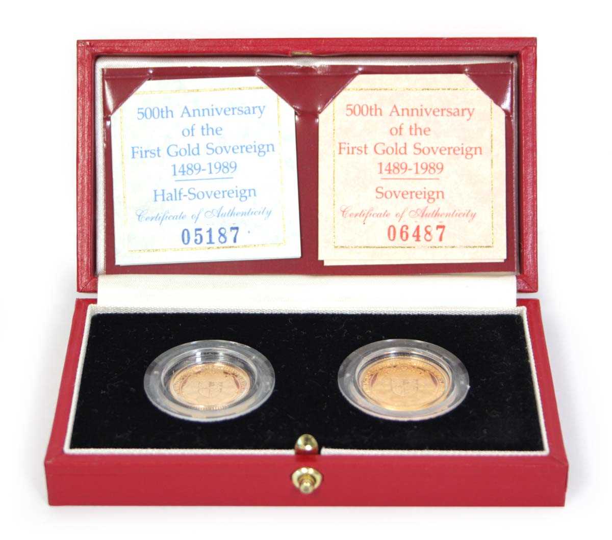 Lot 419 - A Royal Mint two-coin sovereign and half...