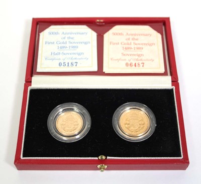 Lot 419 - A Royal Mint two-coin sovereign and half...