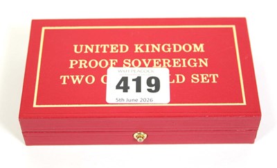 Lot 419 - A Royal Mint two-coin sovereign and half...