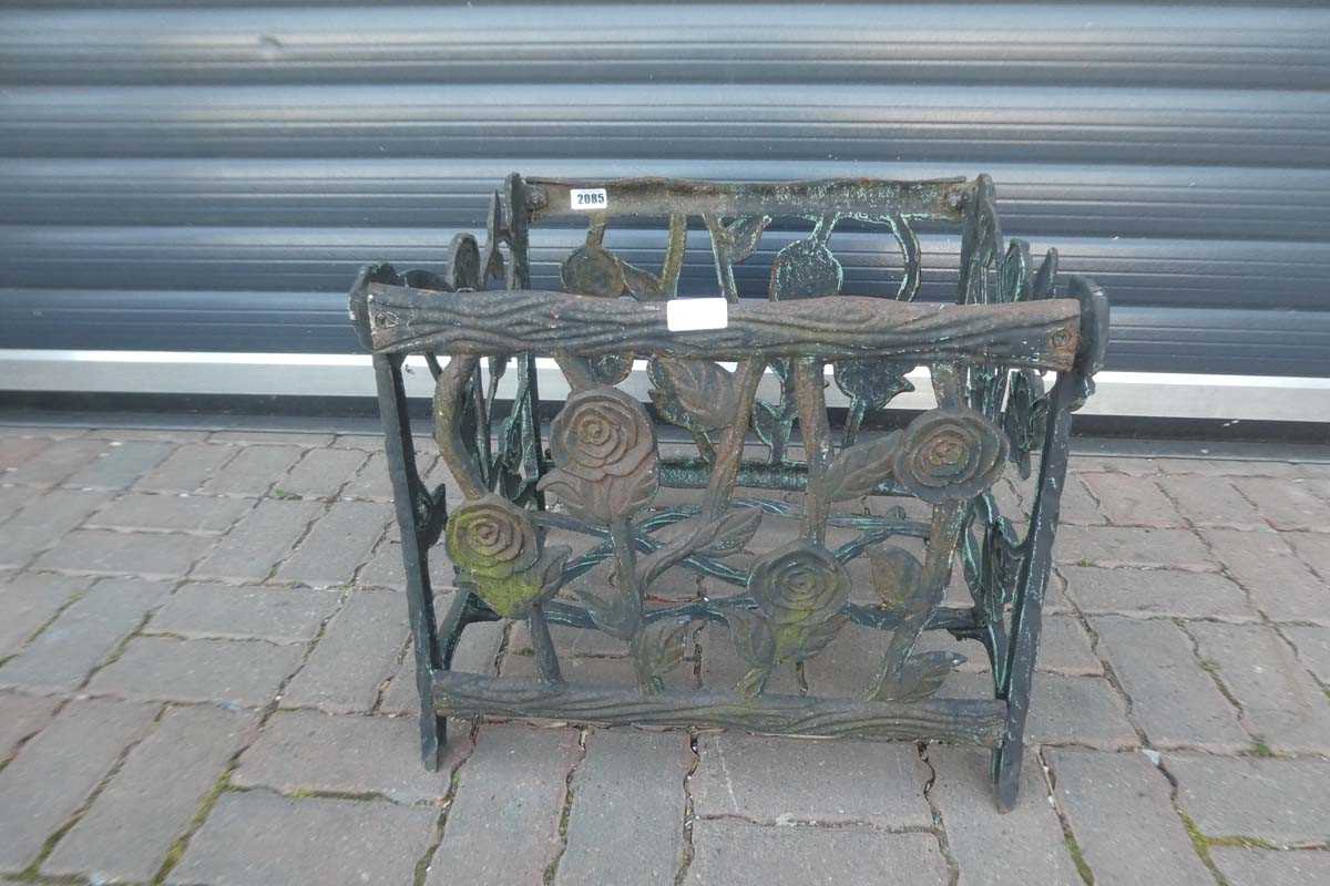Lot Decorative Wrought Iron Rose themed log basket