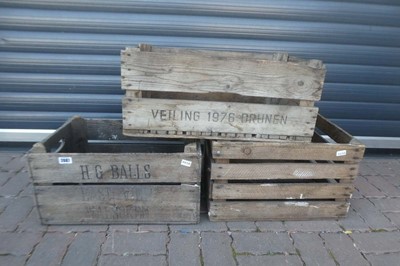 Lot 3 Vintage wooden slatted crates. initialising "...