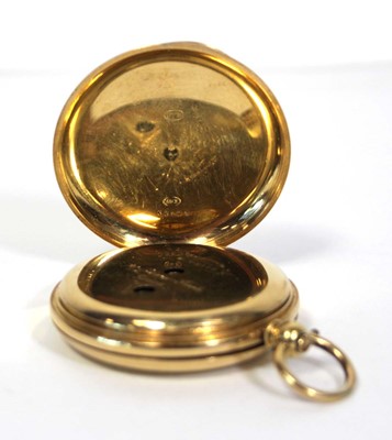 Lot 451 - An 18ct yellow gold half hunter pocket watch,...