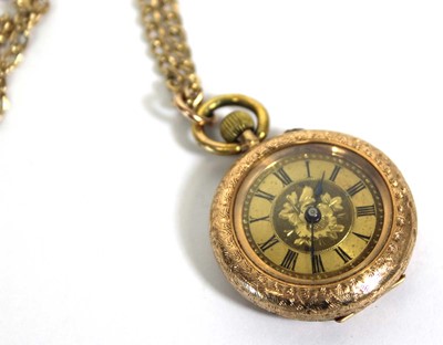 Lot 452 - A 14ct yellow gold open face fob watch, the...