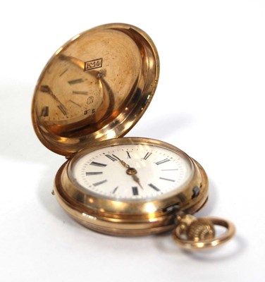 Lot 453 - A 14ct yellow gold full hunter fob watch, the...