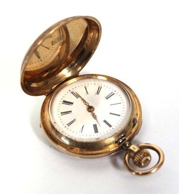 Lot 453 - A 14ct yellow gold full hunter fob watch, the...