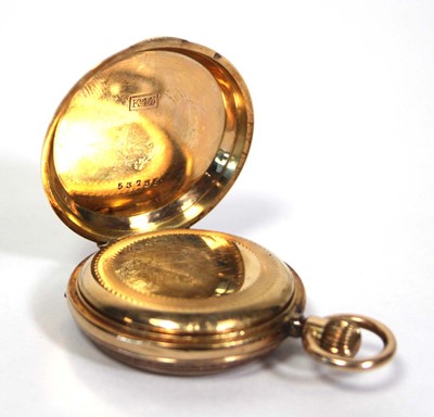 Lot 453 - A 14ct yellow gold full hunter fob watch, the...