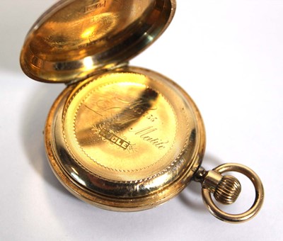 Lot 453 - A 14ct yellow gold full hunter fob watch, the...