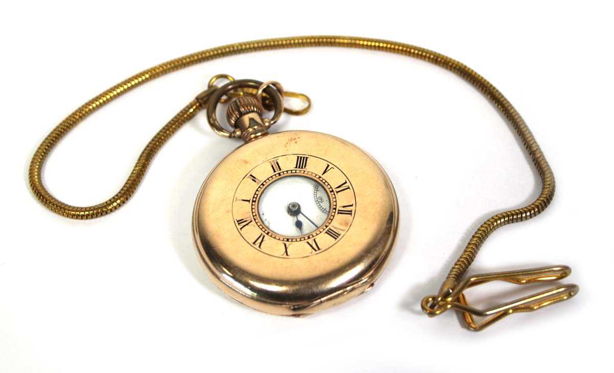 Lot 454 - A gold plated half hunter pocket watch by...
