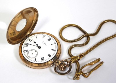 Lot 454 - A gold plated half hunter pocket watch by...