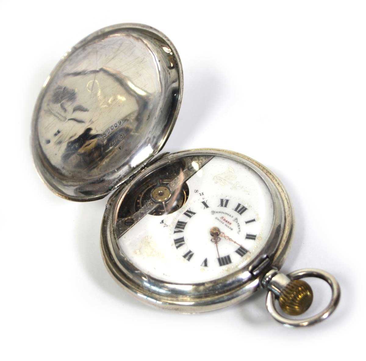Lot 455 - A silver open face pocket 'Hebdomas' pocket...