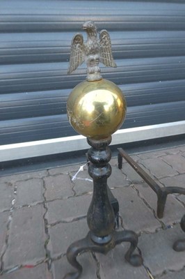 Lot Pair of decorative Wrought Iron Brass Eagle...